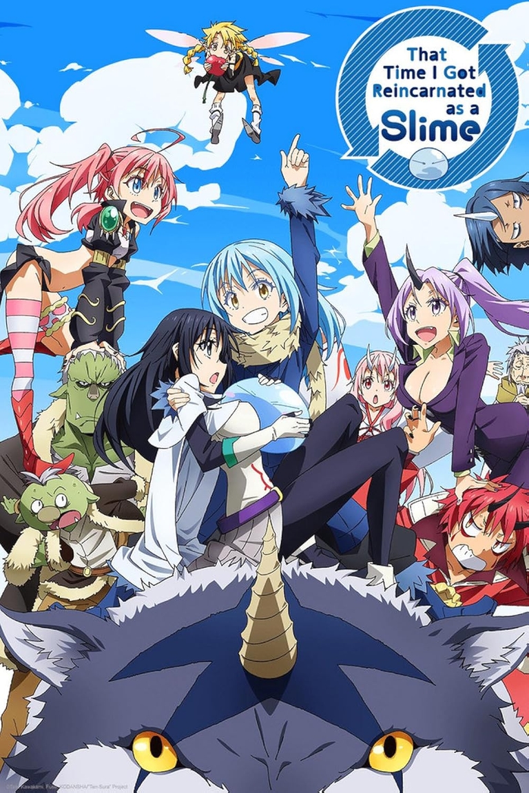 Promotional poster with Rimuru and characters