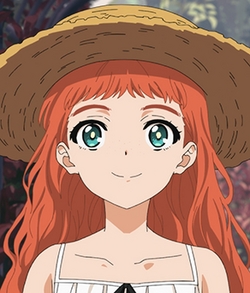 The mysterious Frill character in her straw hat