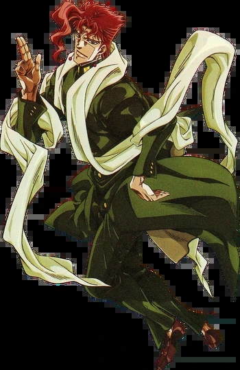 Kakyoin Noriaki, a Stand user introduced in JoJo's Bizarre Adventure: Stardust Crusaders, demonstrates his powers.