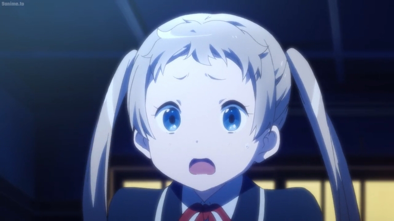 A young girl with blue eyes and blonde pigtails looks shocked in Love, Chunibyo, and Other Delusions