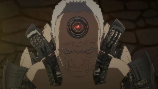 Inuyashiki's robotic eye activating during transformation