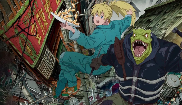 Caiman and Nikaido leap through the chaotic streets of Hole