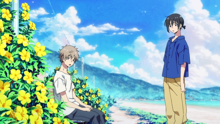 Shun and Mio by the sea in a quiet moment