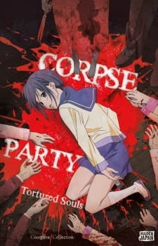 Promotional poster with distressed girl surrounded by bloody hands