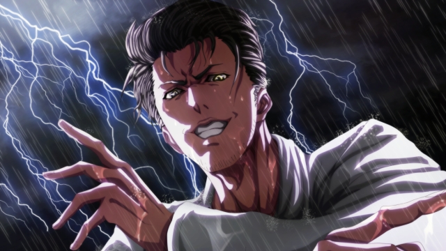 Rintarou Okabe with menacing expression