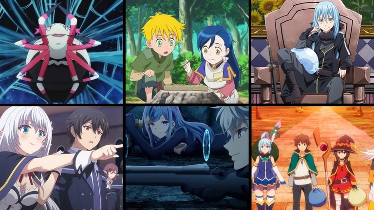 Collage of various reincarnation anime protagonists
