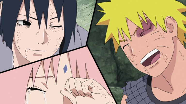 Naruto, Sasuke, and Sakura emotional moment