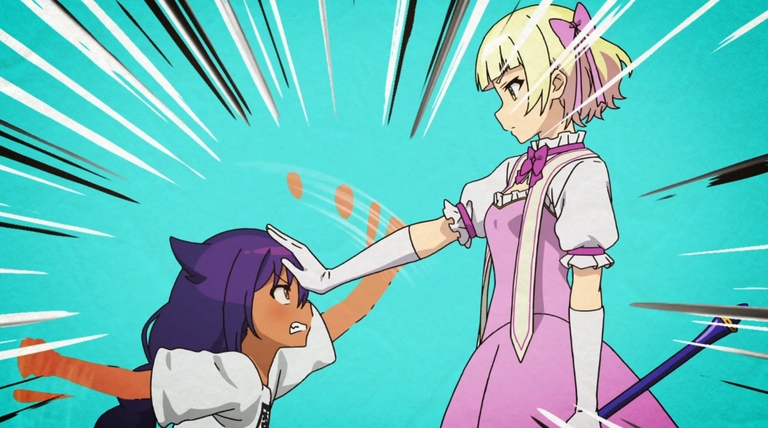 Jahy being pushed by magical girl Druj