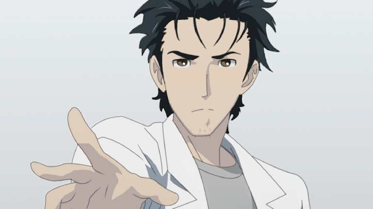 Rintarou Okabe, the protagonist of the Steins;Gate anime, in a character portrait