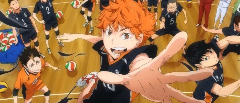 Karasuno High volleyball team preparing for match