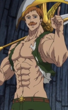 Escanor wielding his axe during his transformation