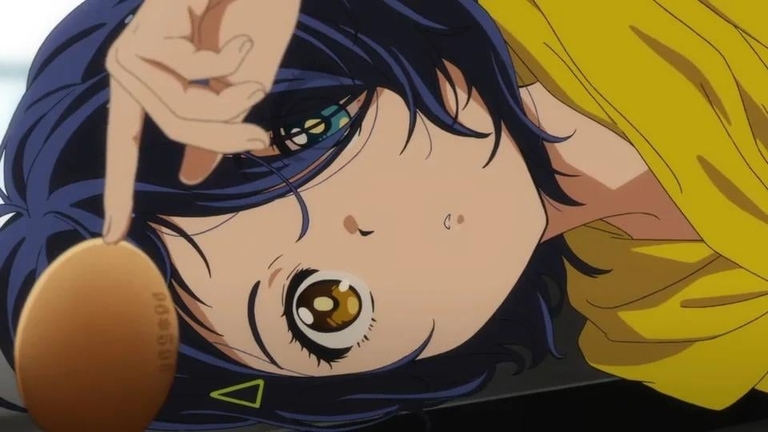 Ai Ohto examines a Wonder Egg with intense focus