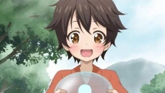 Ryoma Takebayashi happily holds a slime