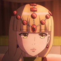 A close-up of Yatori featuring her distinctive blonde hair and ornate headdress