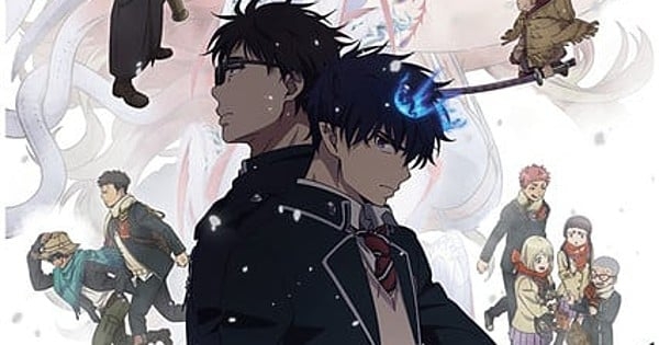 Rin and Yukio stand back-to-back with other characters