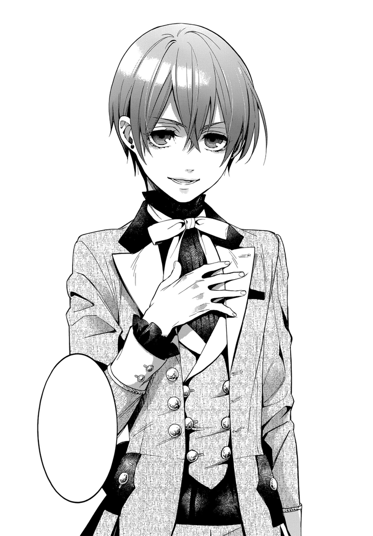 Ciel with a smirk in manga style