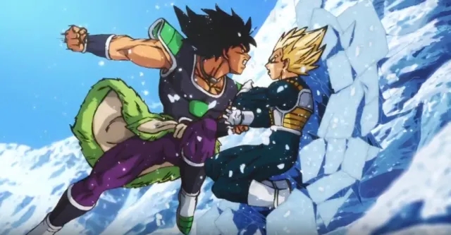 Broly clashes with Vegeta