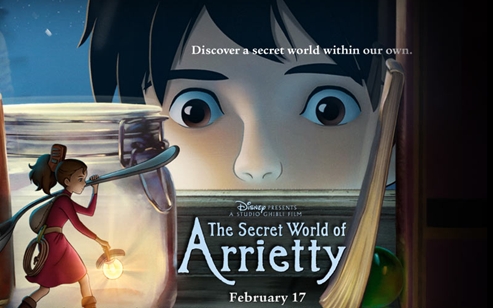 Arrietty on official movie poster with lantern