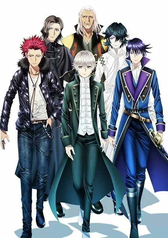 Several Kings from K Project including Mikoto Suoh and Reisi Munakata standing together