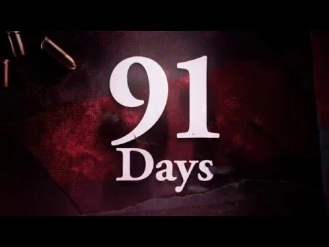 The title logo for 91 Days against a blood-red background